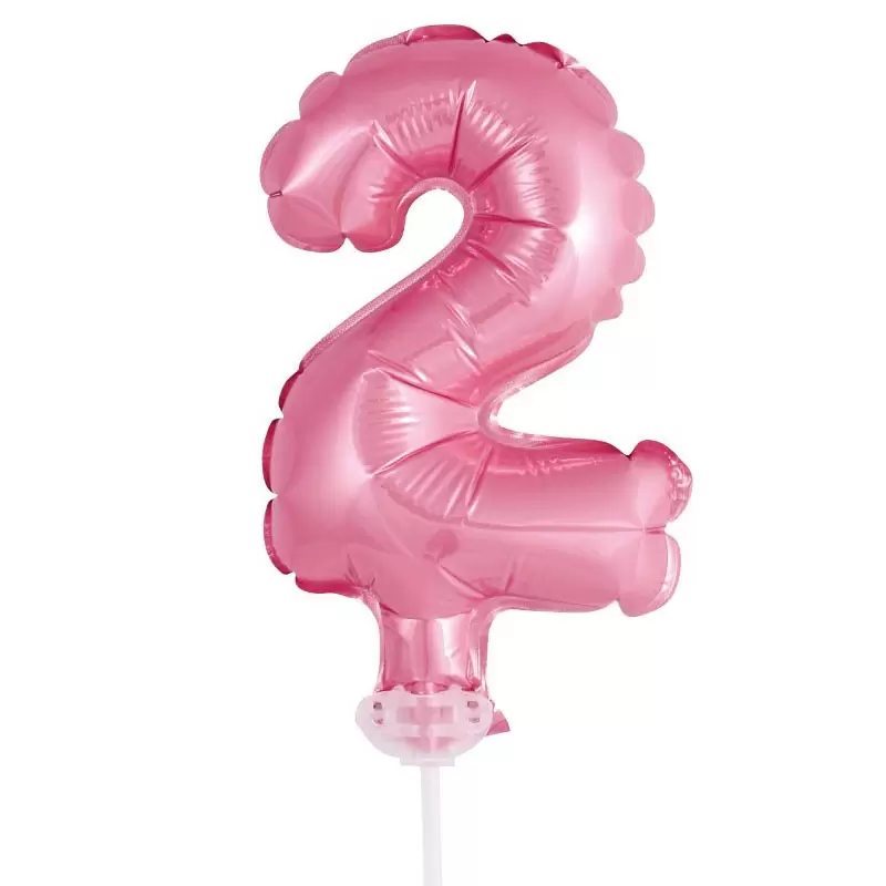 Palloncino foil n.2 rosa con cannuccia 13 cm BC-5RO2
