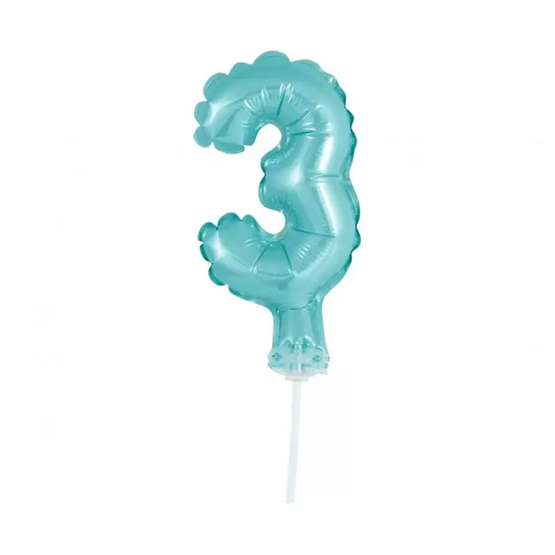 Palloncino foil n.3 celeste light blue con cannuccia 13 cm BC-5BL3