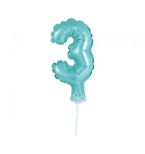Palloncino foil n.3 celeste light blue con cannuccia 13 cm BC-5BL3