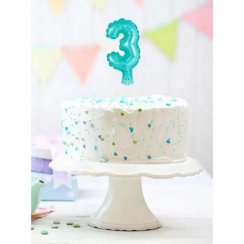 Palloncino foil n.3 celeste light blue con cannuccia 13 cm BC-5BL3
