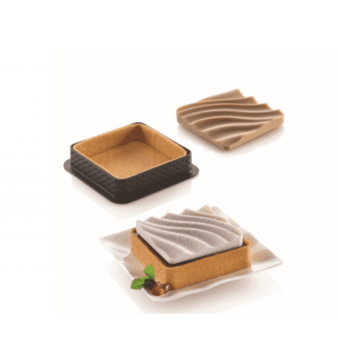 kit mini tarte sand - stampo i n silicone + 6 anelli 80x80 mm
