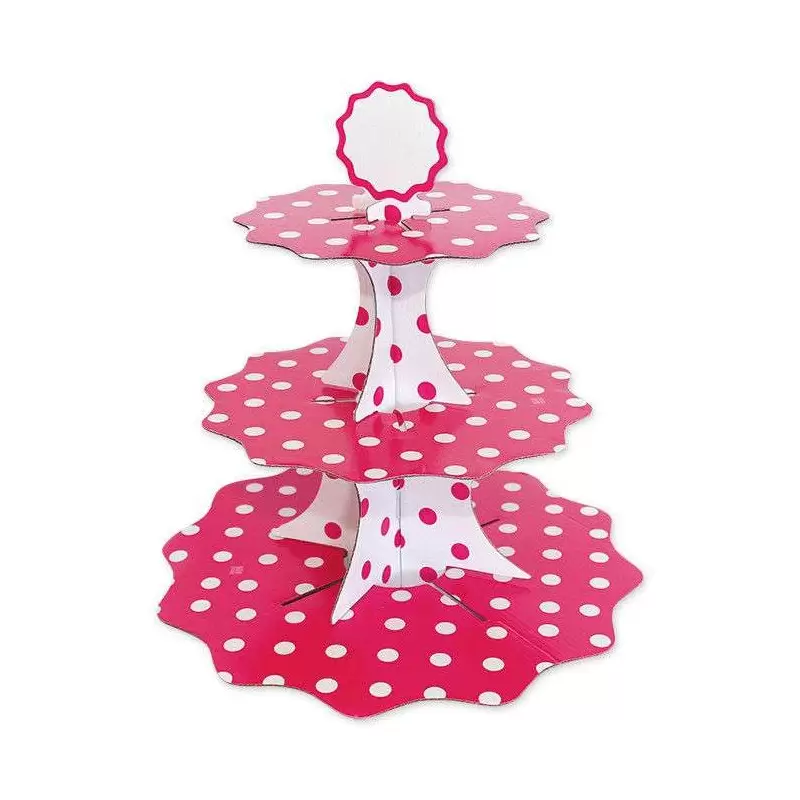 ESPOSITORE PER CUPCAKES ALZATINA FUCSIA POIS