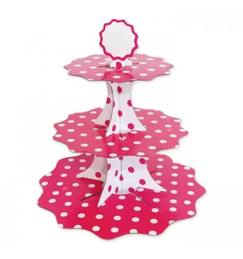 ESPOSITORE PER CUPCAKES ALZATINA FUCSIA POIS