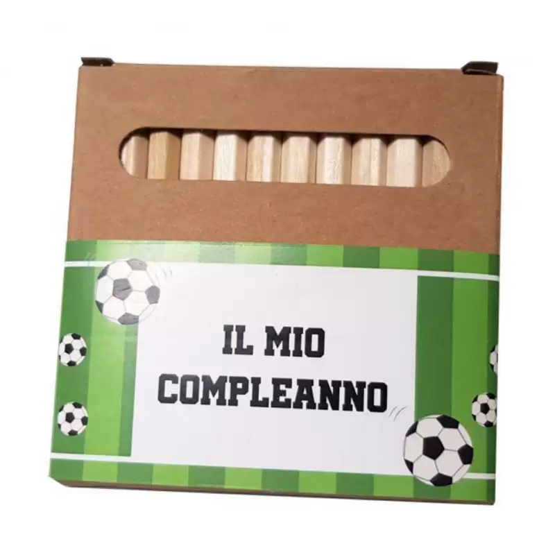 10 ASTUCCI MINI PASTELLI COLORATI TEMA CALCIO