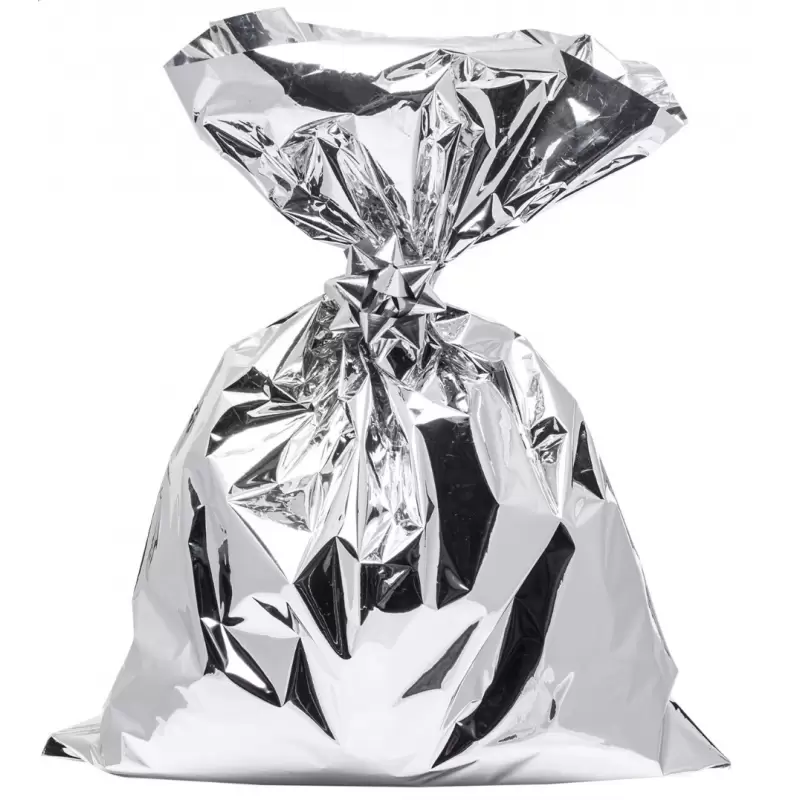 50 BUSTINE REGALO ADESIVE METALLIZZATE 20 X 32 CM ARGENTO