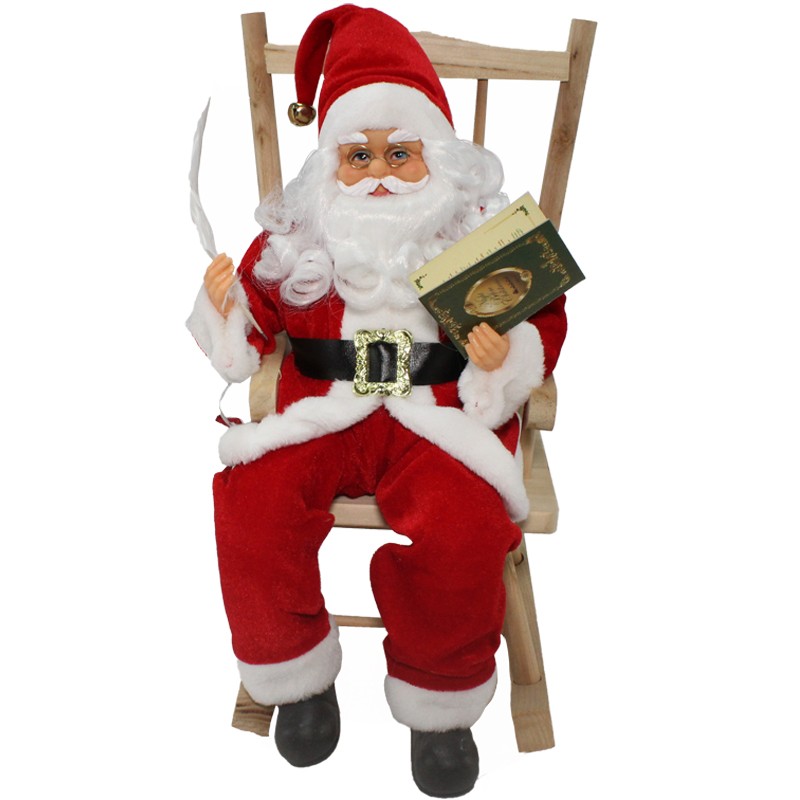 Babbo Natale su Sedia Con Libro - Decorazione natalizia Musicale 0668