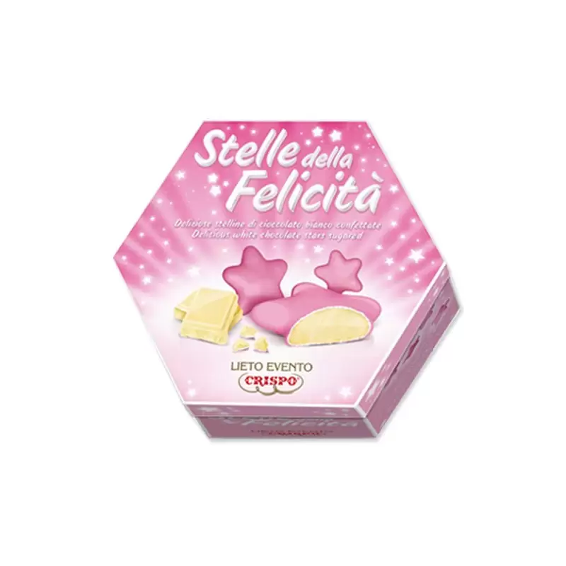 Stelline di Cioccolato  Lieto evento  Stelle della Felicità Rosa - 500g incartate singolarmente