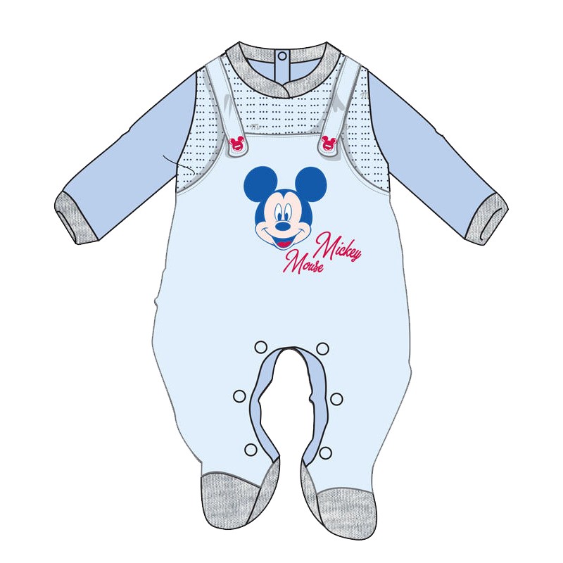 Tutina Neonato Topolino Mickey Mouse in ciniglia WQ3012MA - Azzurro 3 mesi