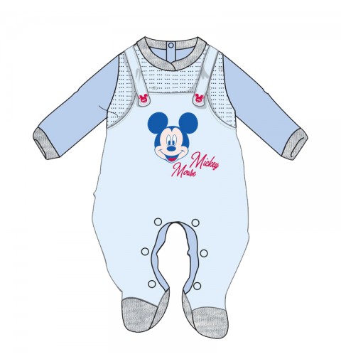 Tutina Neonato Topolino Mickey Mouse in ciniglia WQ3012MA - Azzurro 3 mesi