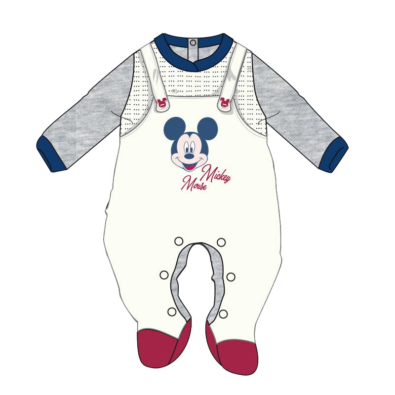 Tutina Neonato Topolino Mickey Mouse in ciniglia WQ3012MA - Bianco Grigio 1 mese