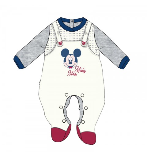 Tutina Neonato Topolino Mickey Mouse in ciniglia WQ3012MA - Bianco Grigio 6 mesi
