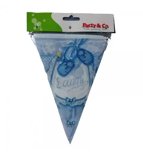 FESTONE BANDIERINE ECCOMI CELESTE