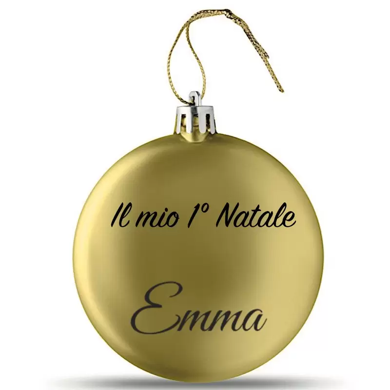 PALLINA NATALIZIA ORO IL MIO PRIMO NATALE CON NOME PERSONALIZZABILE