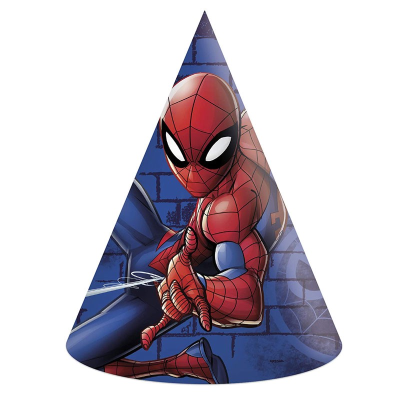 Cappellini in carta per festa Spiderman 6 pz 89456