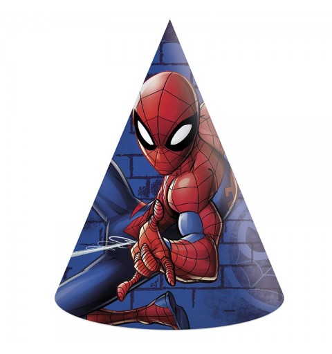 Cappellini in carta per festa Spiderman 6 pz 89456