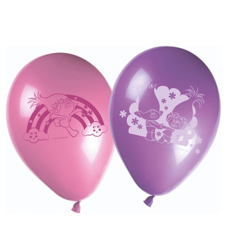 Palloncini in lattice trolls rosa e viola 8 pz. 88169