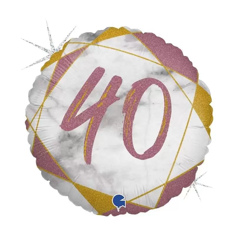Palloncino foil tondo marmorizzato 40 anni rose gold 78072GHRG 46 cm 18\'\'