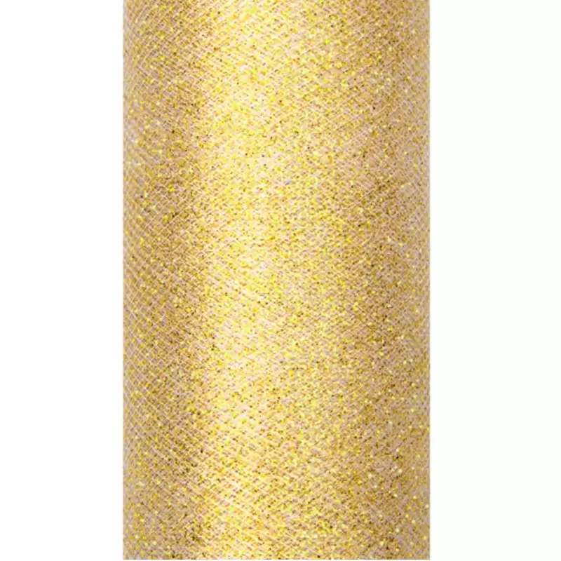 ROTOLO DI TULLE ORO GLITTER 0.15 X 9 MT