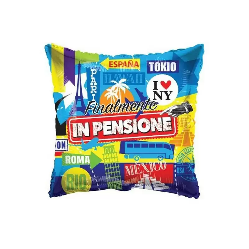 Palloncino foil quadrato finalmente in pensione 46 cm 988757-01