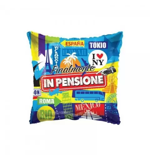 Palloncino foil quadrato finalmente in pensione 46 cm 988757-01