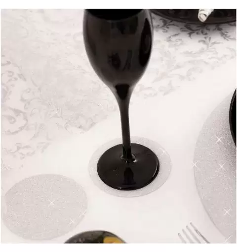sottobicchieri glitter argenrto  6 pz. 8.5 cm 45505
