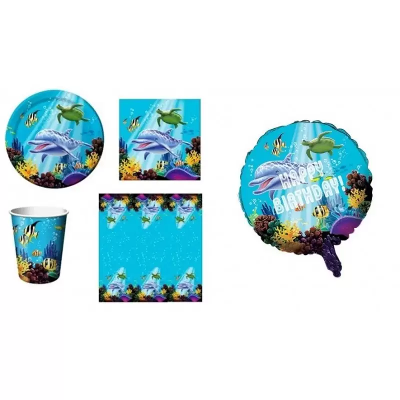 KIT N.10  - KIT COMPLEANNO OCEANO+ PALLONCINO FOIL