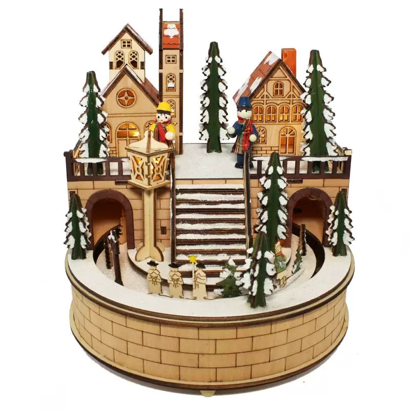 Carillon Natalizio Paesaggio con luci 20x20x22 cm - 3919