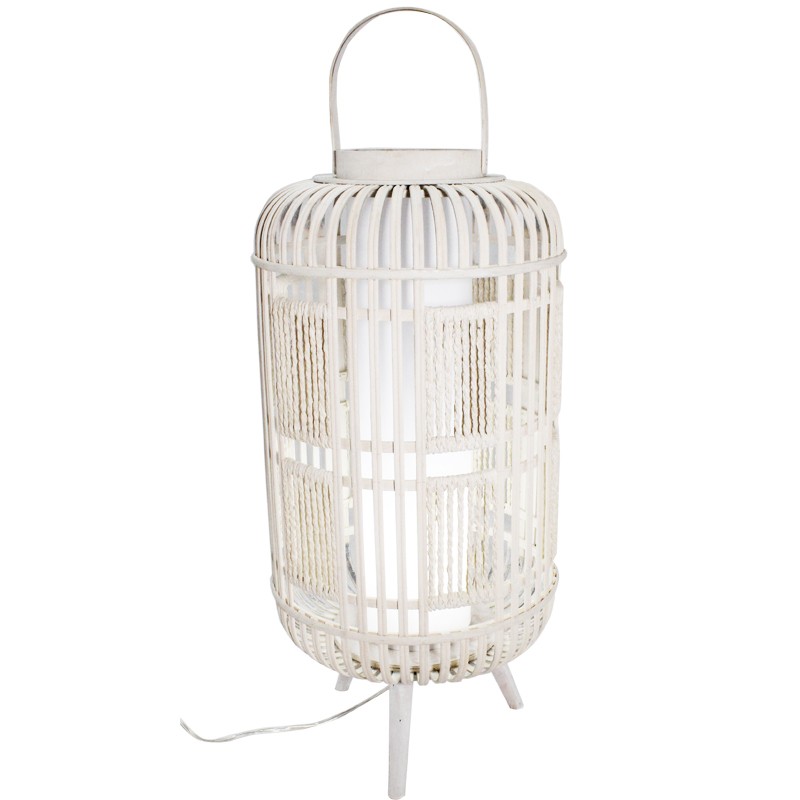 Lanterna Decorativa Luminosa in legno Bianco 30x80cm - 4239