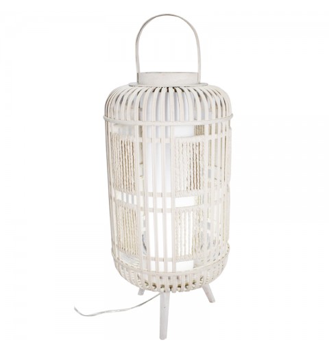 Lanterna Decorativa Luminosa in legno Bianco 30x80cm - 4239