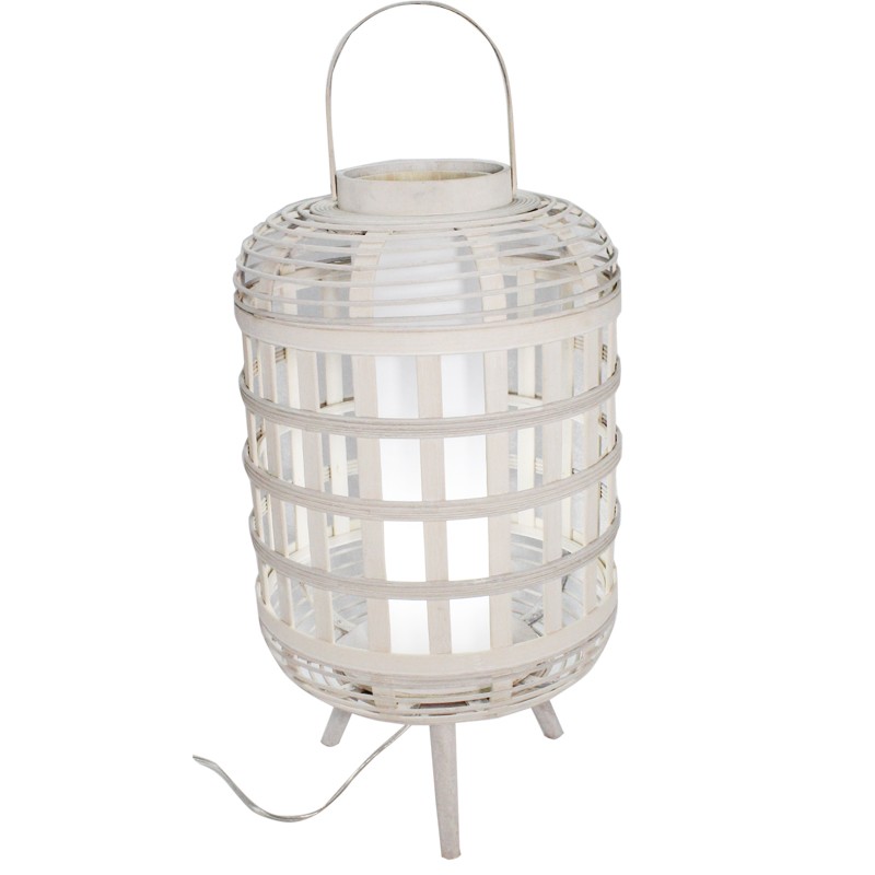 Lanterna Decorativa Luminosa in legno Bianco 35x75cm - 4253