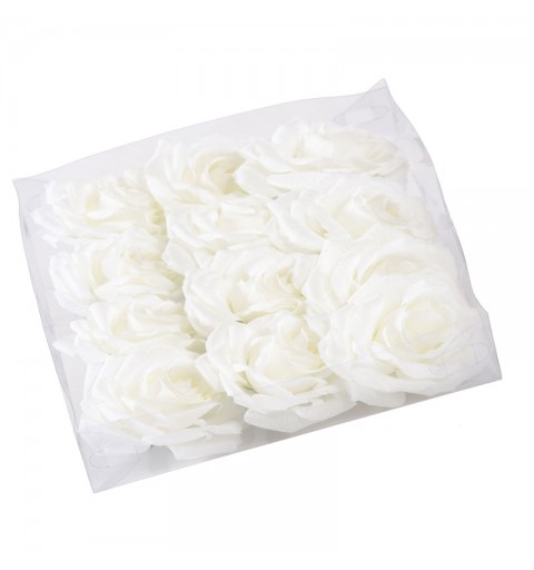 Rosa artificiale 12 pz bianca A15637