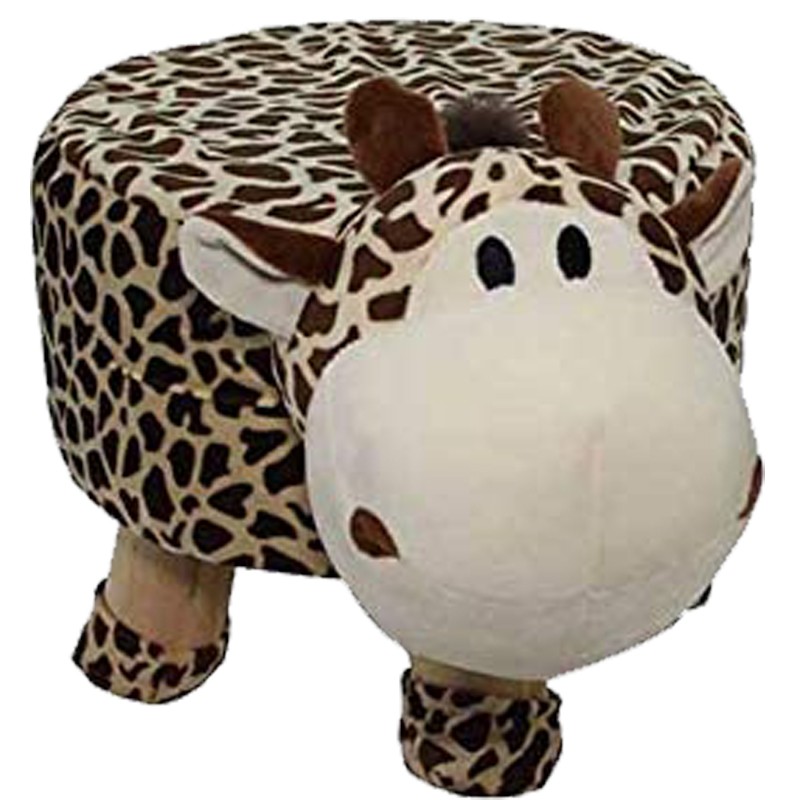 Sgabello in Legno con Peluche Giraffa 0415 - h 25cm diametro 28cm