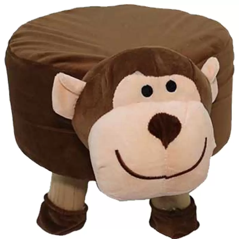 Sgabello in Legno con Peluche Scimmia 0439 - h 25cm diametro 28cm
