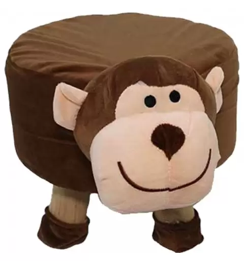 Sgabello in Legno con Peluche Scimmia 0439 - h 25cm diametro 28cm