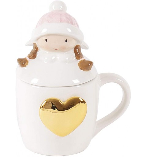 TAZZA IN CERAMICA CON COPERCHIO BAMBINA - COLORI ASSORTITI