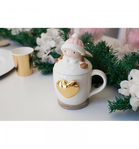 TAZZA IN CERAMICA CON COPERCHIO BAMBINA - COLORI ASSORTITI