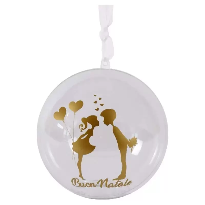 PALLINA NATALIZIA IN PLEXIGLASS INNAMORATI PERSONALIZZABILE