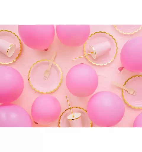 BICCHIERI ROSA CHIARO BORDI ORO - 6 PZ