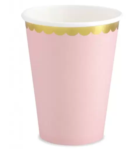 BICCHIERI ROSA CHIARO BORDI ORO - 6 PZ