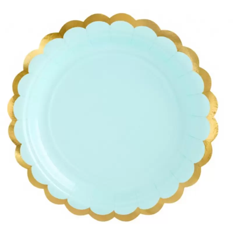 PIATTINI VERDE MENTA BORDI ORO - 6 PZ