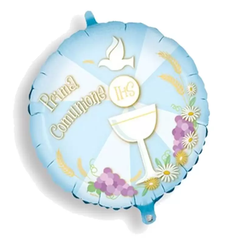 Palloncino foil prima comunione celeste MEM09/06 45 cm