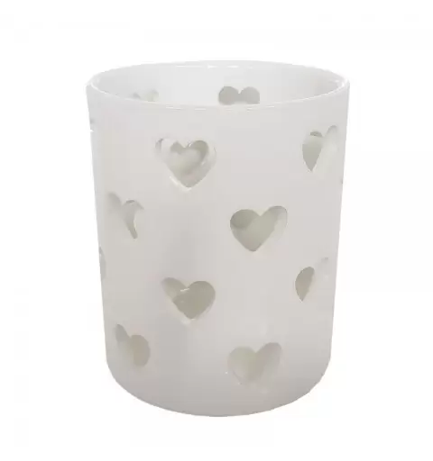 PORTACANDELE IN CERAMICA CUORI - 1 PZ