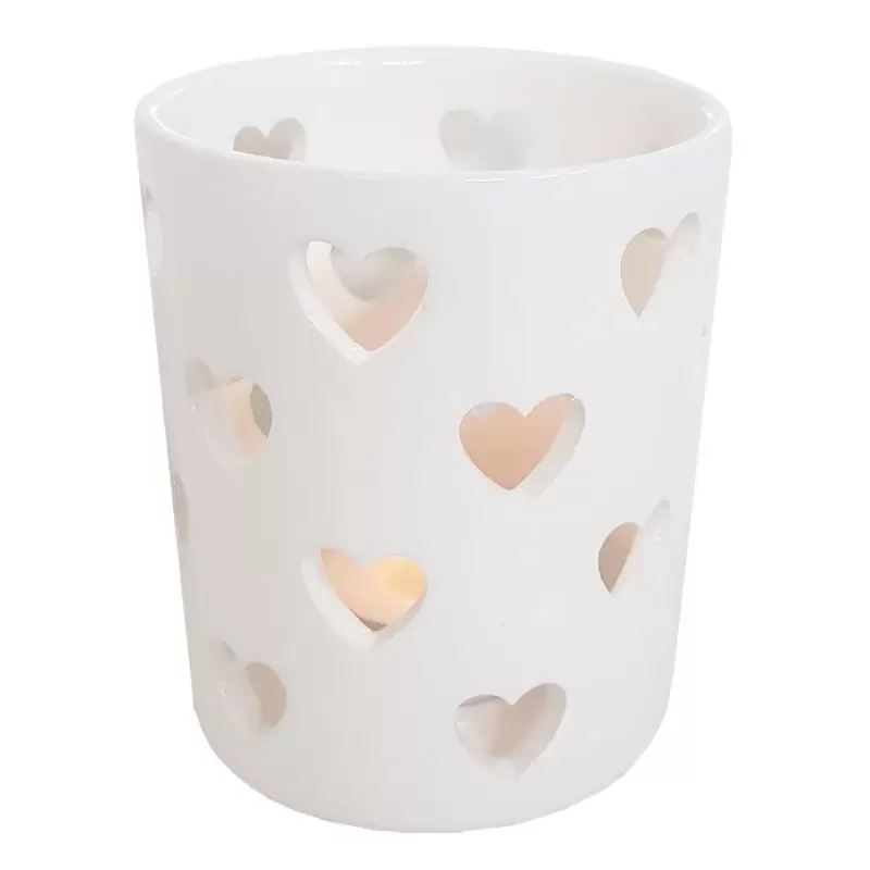 PORTACANDELE IN CERAMICA CUORI - 1 PZ