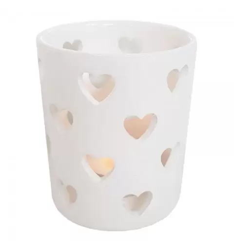 PORTACANDELE IN CERAMICA CUORI - 1 PZ