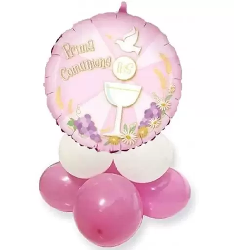 CENTROTAVOLA DI PALLONCINI PRIMA COMUNIONE ROSA