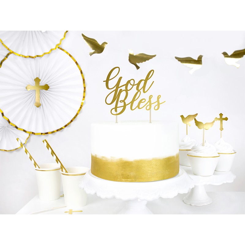 CAKE TOPPER GOD BLESS ORO