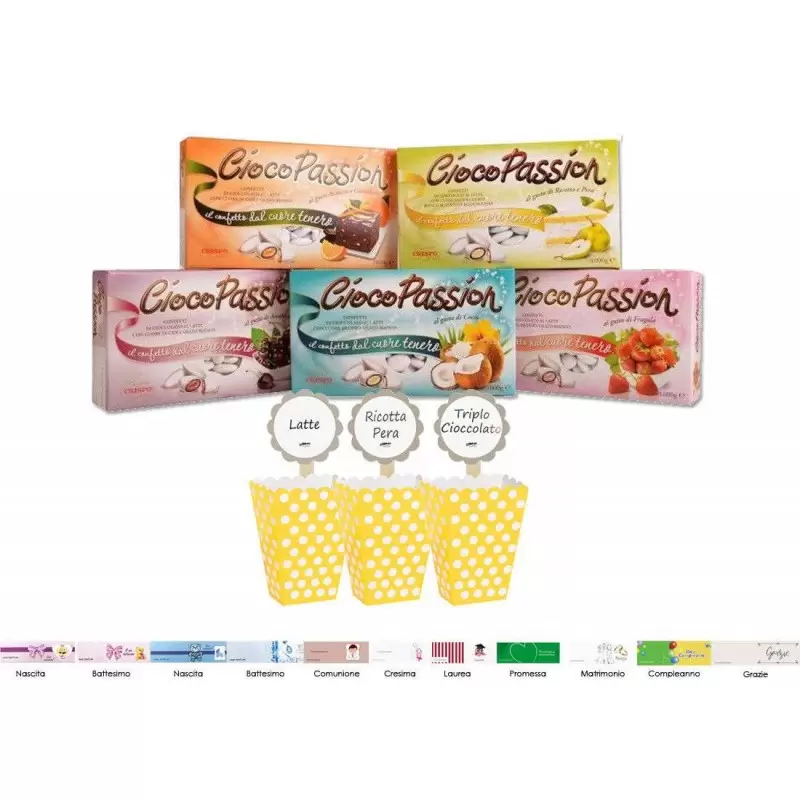 SWEET TABLE CONFETTI CIOCOPASSION 6 KG CON BOX POIS GIALLI