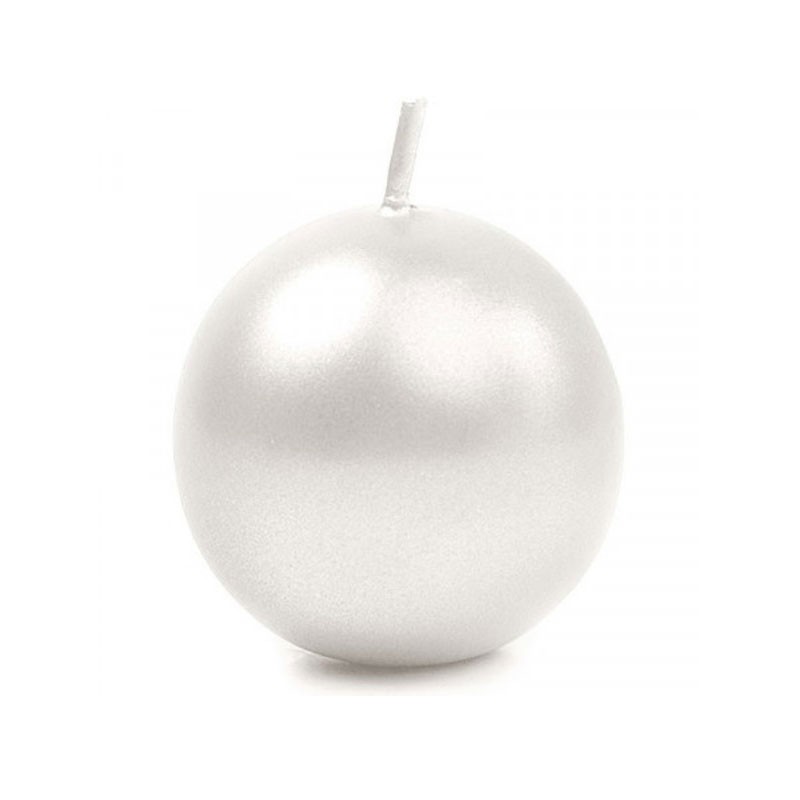 Candela sfera bianco perla metal 10 cm 4026