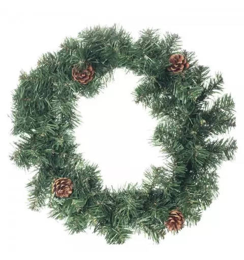 Ghirlanda Fuori Porta Artificiale Verde con Pigne - 40 cm 3201