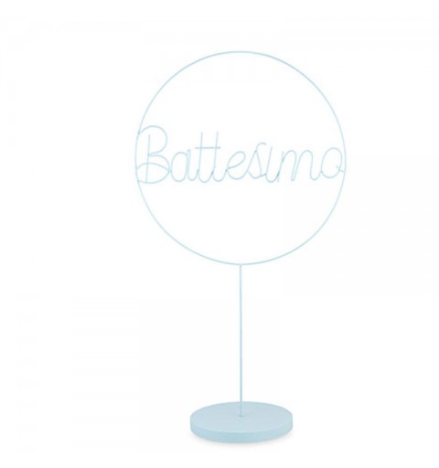 decorazione battesimo cerchio con  base celeste 400 x 720 mm - 28794